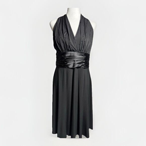 Evan-Picone Black Halter A-Line w/ Sequins Dress Sz: 8 Evening Formal Holiday - Picture 1 of 11